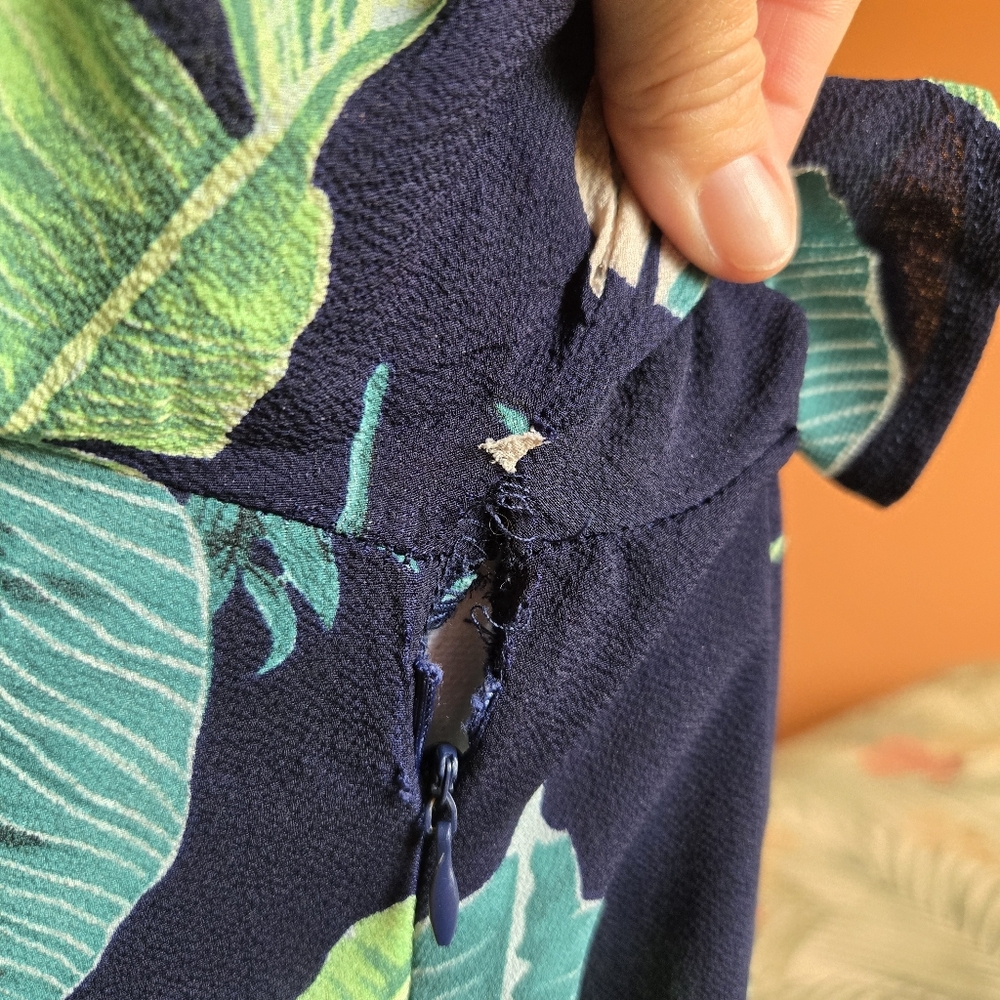3/$25 Shein Maxi Dress Tropical Floral Short Sleeve Navy Blue Green Large - Picture 11 of 15